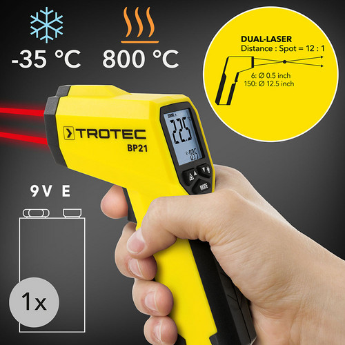 35°C ila +800°C arasında temassız yüzey sıcaklığı ölçümü.