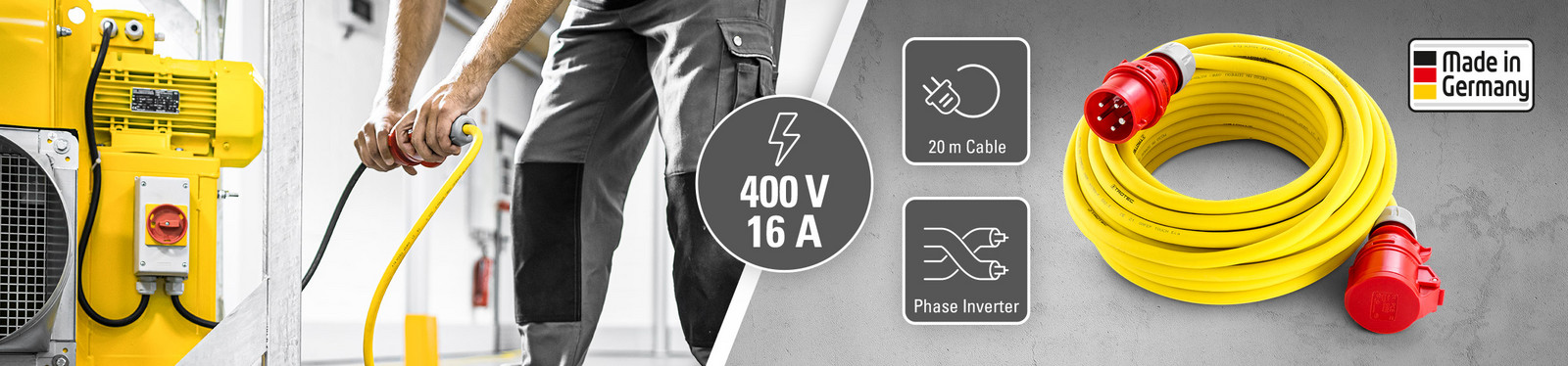 Profesyonel uzatma kablosu 400 V (16 A) – Made in Germany